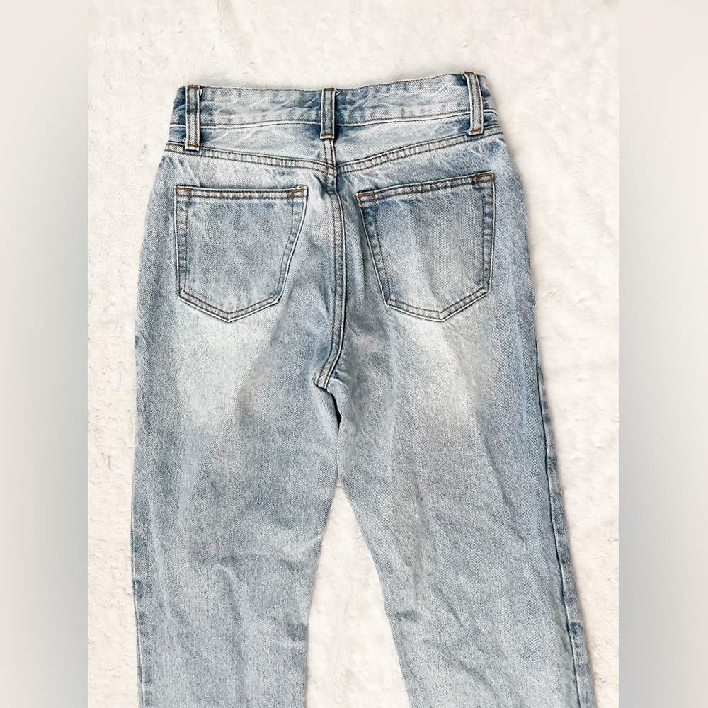 J GALT Brandy Melville High Rise Frayed Hem Straight Leg Jeans - Picture 6 of 9